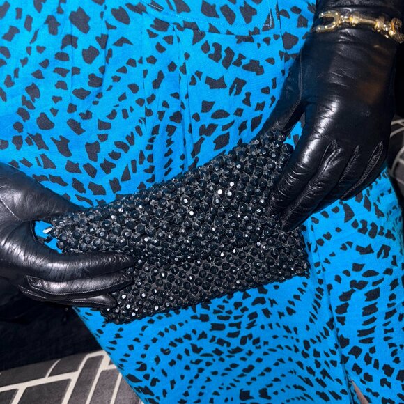 Vintage Black Beaded Clutch - Picture 2 of 6